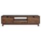 Mid-Century Modern Low Profile Entertainment TV Stand for 65/60/55 inch TV, Farmhouse Entertainment Center with 2 Fluted Door and Storage Living Room, Walnut