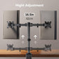 Dual Monitor Stand for 13 to 32” Fully Adjustable Monitor Stand Fits up to 17.6 lbs per Arm