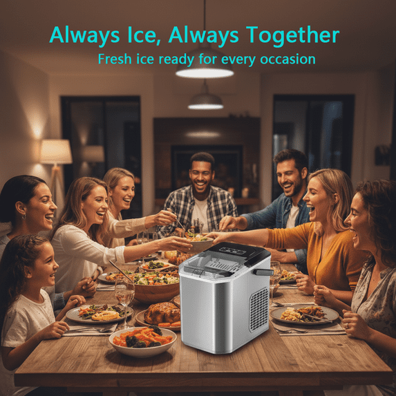 Philergo Ice Maker Countertop, 26lbs Per day, 9 Bullet Ice Cubes Ready in 6 Mins, Auto-Cleaning with Basket and Scoop  for Home/Kitchen/RV/Party/Travel, Stainless