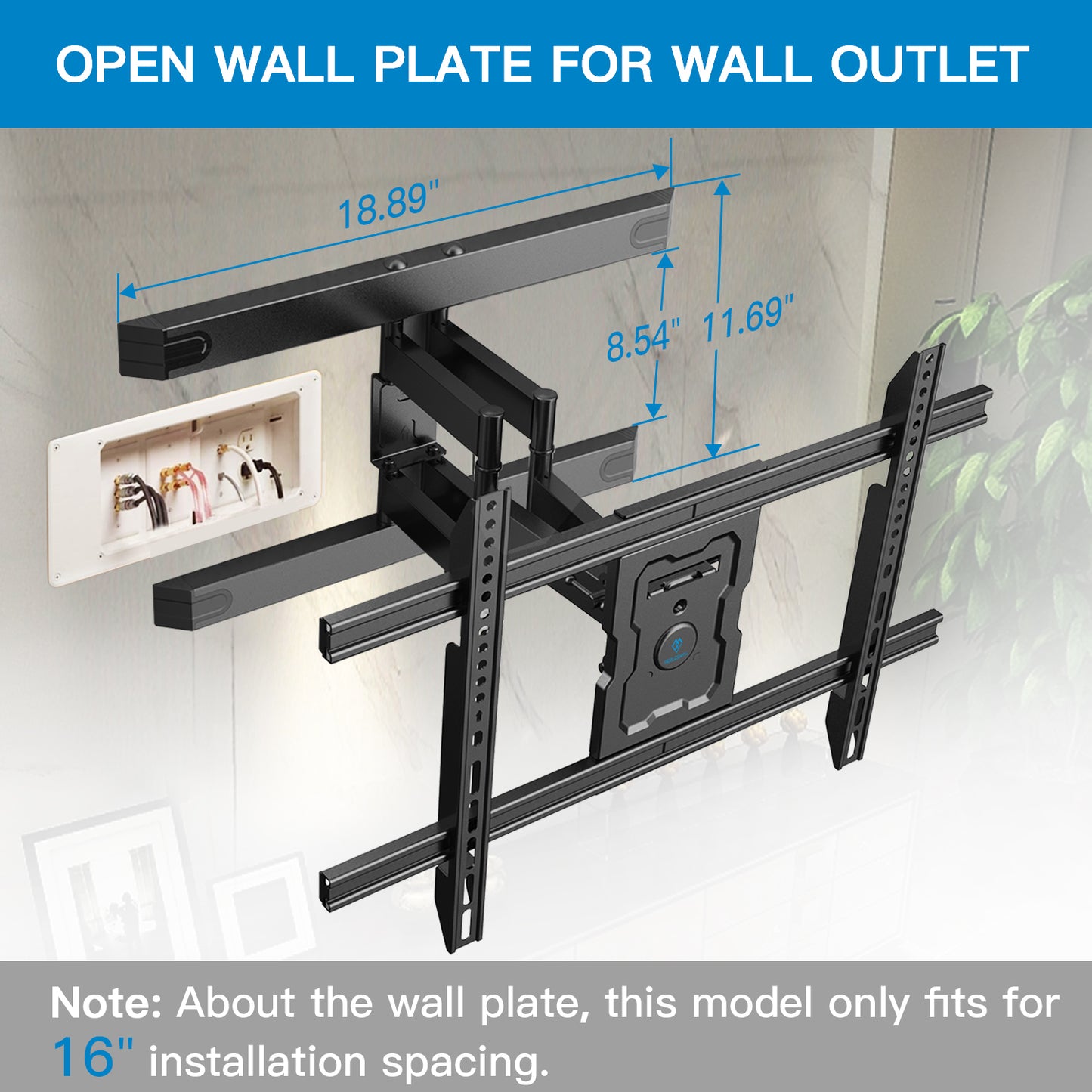 Full Motion TV Wall Mount for 37-80 Inch Flat Curved TVs, up to132 lbs