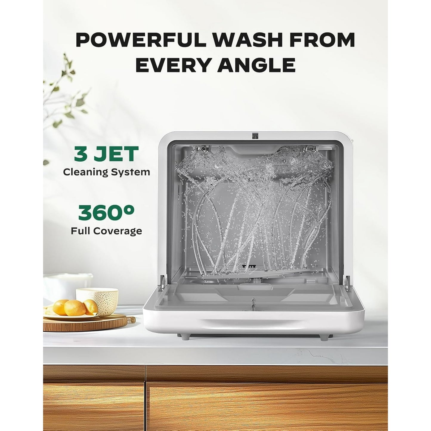 Philergo Portable Mini Countertop Dishwasher Built-in 5L Water Tank Auto Air-Dry, 7 Washing Programs, 4 Place Settings for Small Apartment, RVs, No Hookup Needed