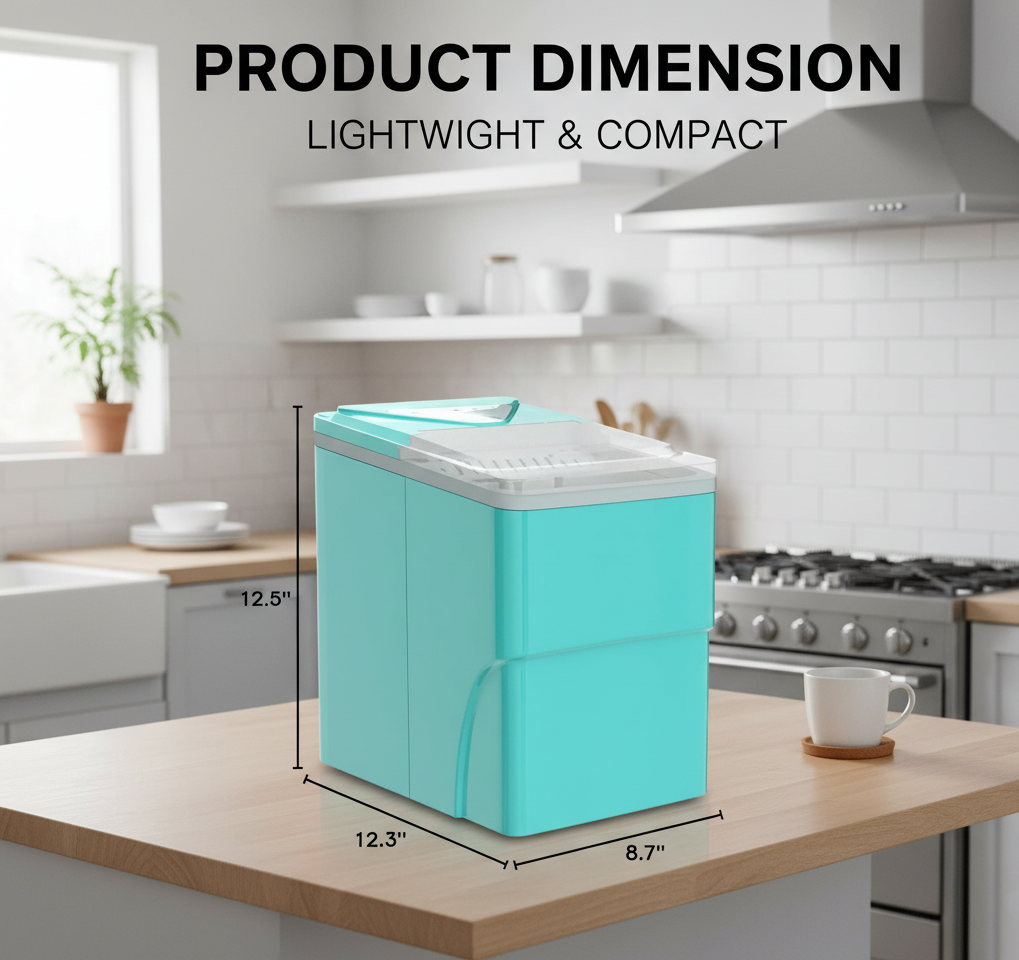 Philergo Ice Maker Countertop, 26lbs/Per Day, 9 Bullet Ice Cubes in 6 Mins, Self-Cleaning Ice Maker with Ice Scoop, Basket,2 Sizes of Bullet Shaped Ice for Home/Office/Kitchen,Green