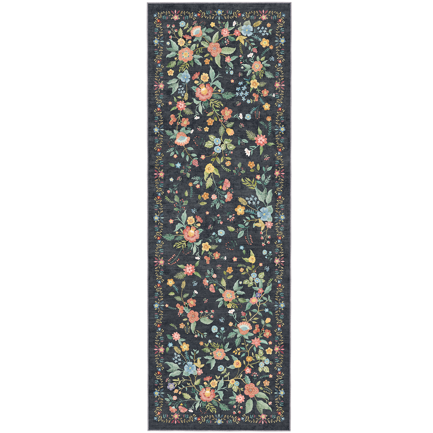 2.6'x8' Boho Runner Rug for Hallway, Machine Washable Stain Resistant Non-Shed Carpet, Runner Rug with Non-Slip Backing for Kitchen, Entryway, Bedroom, Laundry, Bathroom