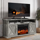 Electric Fireplace TV Stand for TVs up to 65", Farmhouse Entertainment Center with Fireplace, Grey