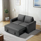 CHITOOMA 60'' Pull Out Sofa Bed Convertible Sleeper Couch with Charging Port, Upholstered Sectional Sofa with 2 Pillows, Reclining Sofas for Living Room, Black