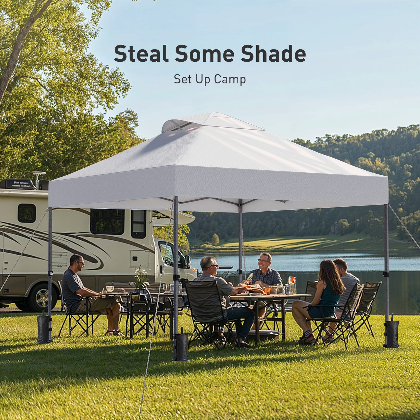 CHITOOMA 10 x 10ft Pop up Canopy Tent, Instant Outdoor Shelter Easy Portable Straight Leg Canopy Tent, White