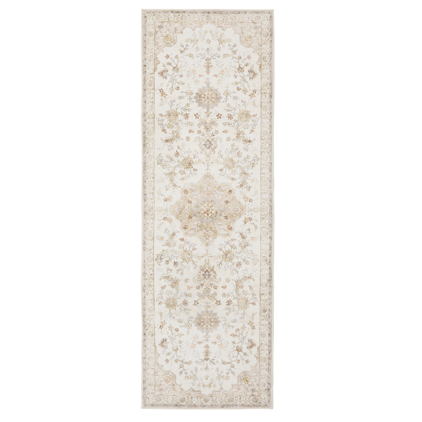 2.6'x8' Boho Runner Rug for Hallway, Machine Washable Stain Resistant Non-Shed Carpet, Runner Rug with Non-Slip Backing for Kitchen, Entryway, Bedroom, Laundry, Bathroom