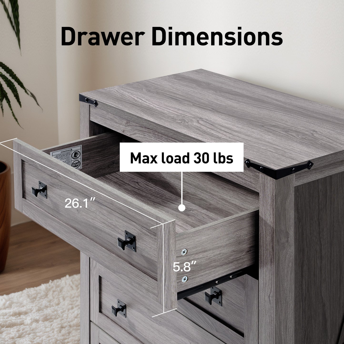 CHITOOMA 5 Drawer Dresser for Bedroom Modern Storage Tower for Closet, Hallway, Entryway, Nursery Room