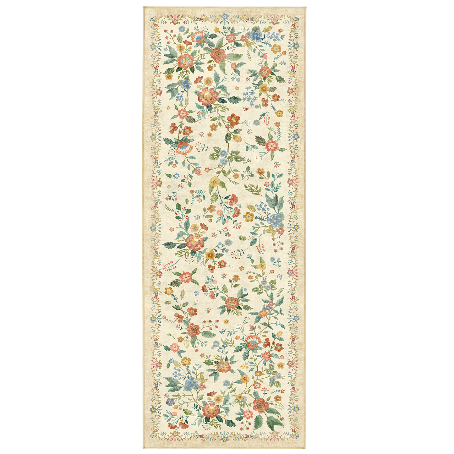 2.6'x8' Machine-washable Runner Rug for Kitchen, Stain Resistant Non-Shed Carpet, Boho Runner Rug with Non-Slip Backing for Hallway, Entryway, Bedroom, Laundry, Bathroom