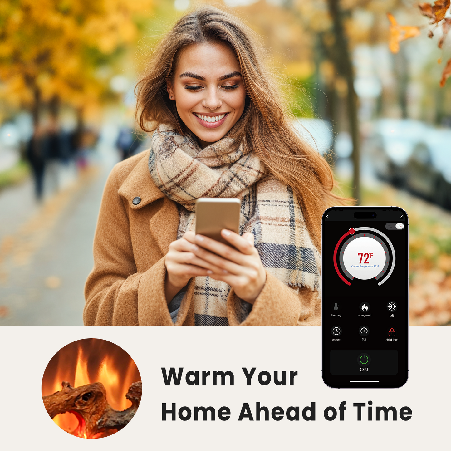50 inch Wall Mounted Electric Fireplace Indoor Recessed Fireplace Heater with Touch Screen, Timer, Adjustable Flame Color and Speed