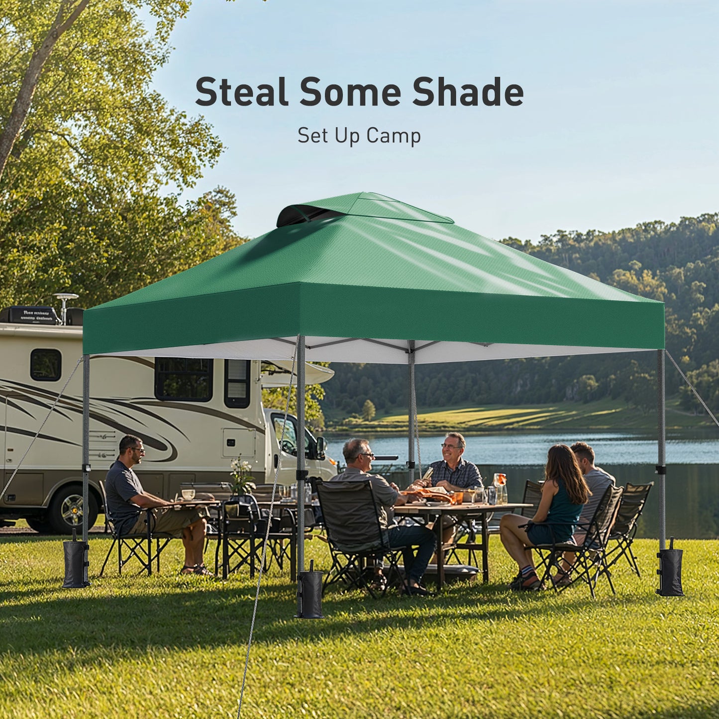 CHITOOMA 10 x 10ft Pop up Canopy Tent, Instant Outdoor Shelter Easy Portable Straight Leg Canopy Tent, Green