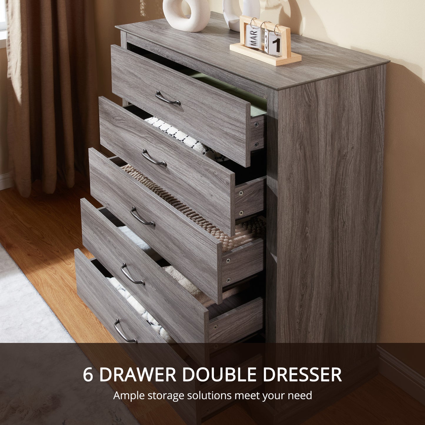 CHITOOMA 5 Dresser for Bedroom Wooden Chest of Drawers Dresser for Living Room, Entryway, Gray