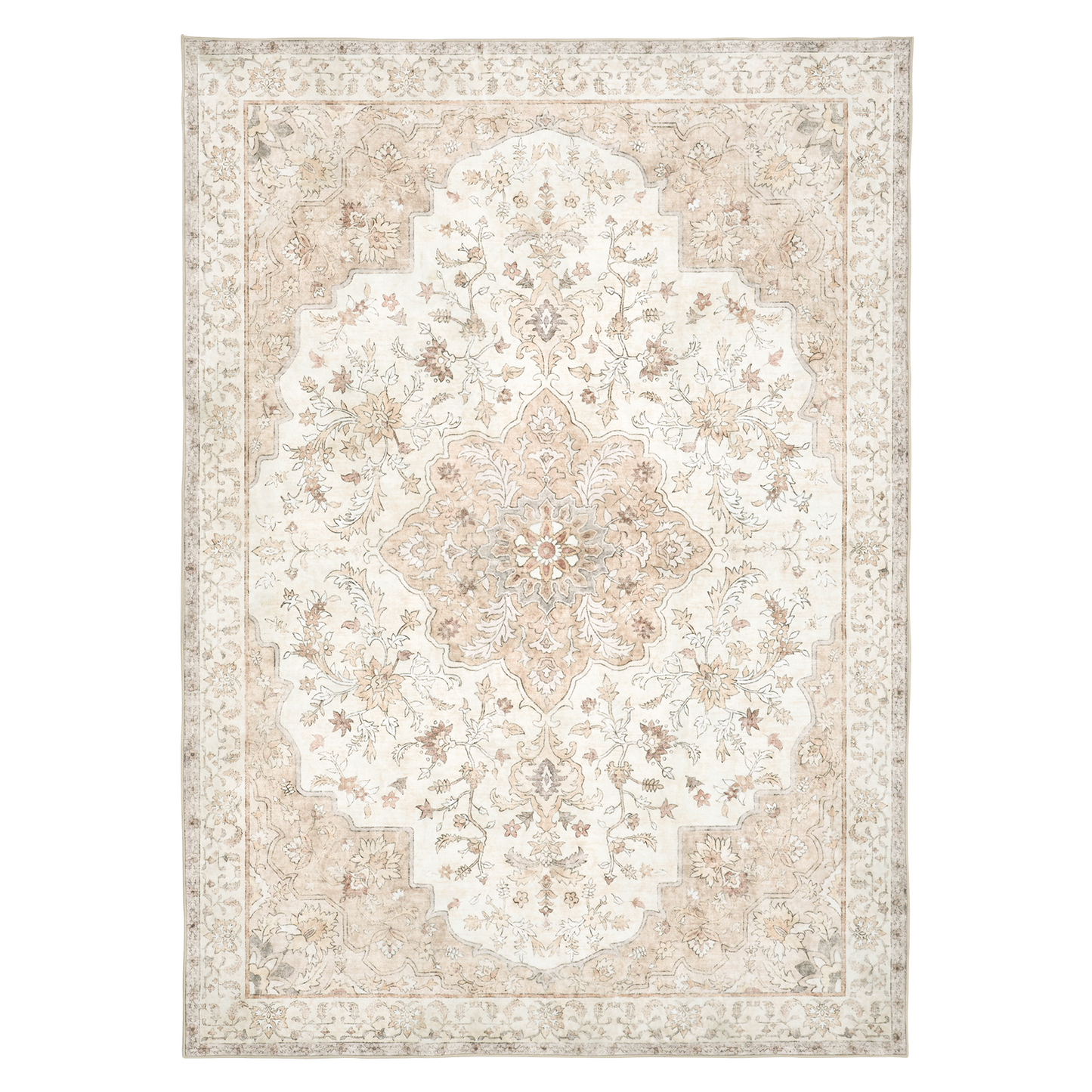 5'x7' Boho Area Rugs for Living Room, Machine Washable Stain Resistant Non-Shed Carpet, Area Rug with Non-Slip Backing for Bedroom, Dining Room, Dorm, Office