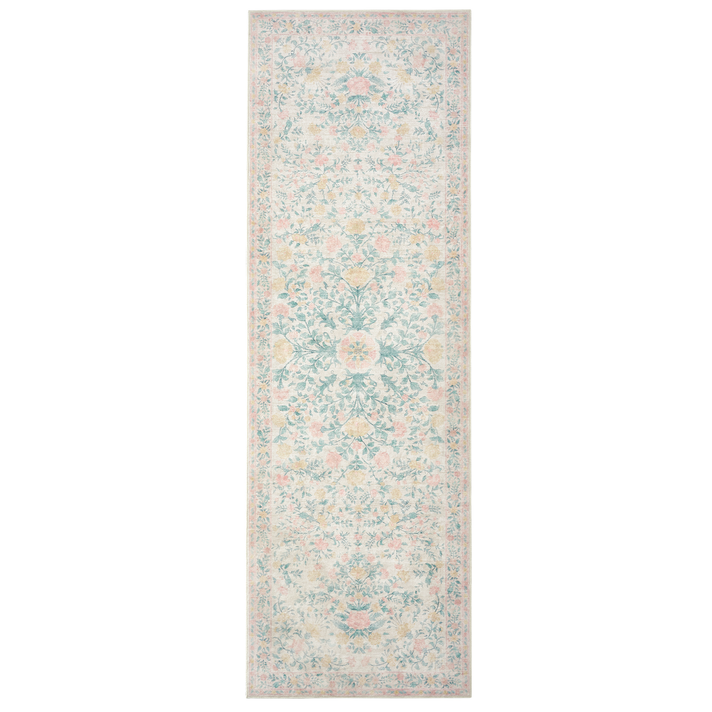 2.6'x8' Boho Runner Rug for Hallway, Machine Washable Stain Resistant Non-Shed Carpet, Runner Rug with Non-Slip Backing for Kitchen, Entryway, Bedroom, Laundry, Bathroom