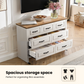 Farmhouse 7 Drawer Double Dresser for Bedroom, 47.2"W Contemporary Wood Chest of Drawer Storage Cabinet for Living Room, Hallway, Entryway, Nursery Room, White & Brown