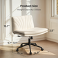Kyspho PU Leather Armless Office Desk Chair with Caster Wheels, Height-Adjustable Office Chair with Tilt & Swivel, Wide Seat, Ergonomic Chair for Office/Vanity/Living Room