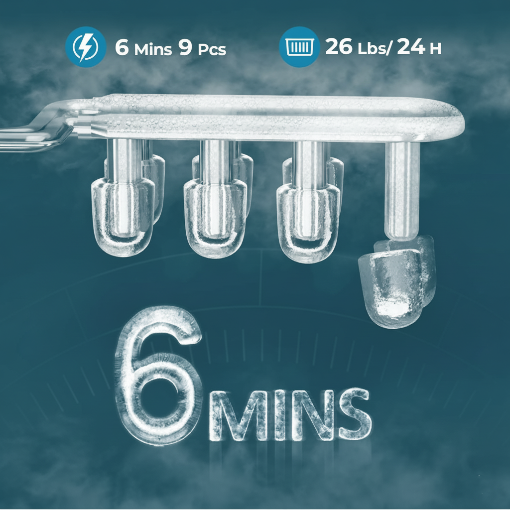 Philergo Ice Maker Countertop, 26lbs/Per Day, 9 Bullet Ice Cubes in 6 Mins, Self-Cleaning Ice Maker with Ice Scoop, Basket,2 Sizes of Bullet Shaped Ice for Home/Office/Kitchen,Black