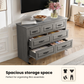 Farmhouse 7 Drawer Double Dresser for Bedroom, 47.2"W Contemporary Wood Chest of Drawer Storage Cabinet for Living Room, Hallway, Entryway, Nursery Room, Gray