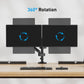 Dual Monitor Mount for 13-32 inch Screens, Adjustable Dual Monitor Arm with 180° Swivel