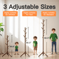 Coat Rack Stand with 3 Height Options and 8 Hooks Wooden Tall Freestanding Coat Rack for Home, Office, Entryway, Hallway
