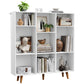 CHITOOMA Wood Bookcase with 3 Adjustable Shelves, 3-Tier 9-Cube Storage Organizer Bookshelf with Solid Legs for Home Office or Living Room, White