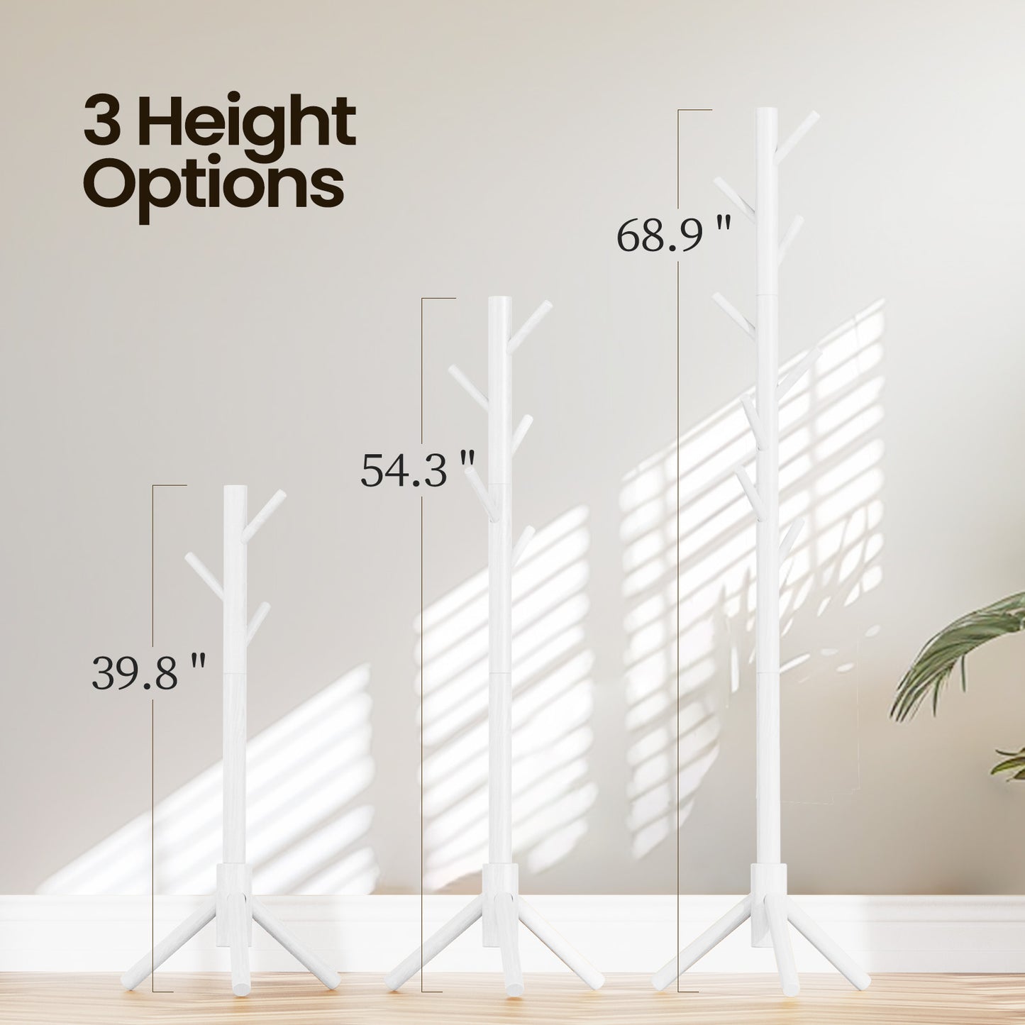 Coat Rack Stand with 3 Height Options and 8 Hooks Wooden Freestanding Coat Rack for Home, Office, Entryway, Hallway - Walmart.com