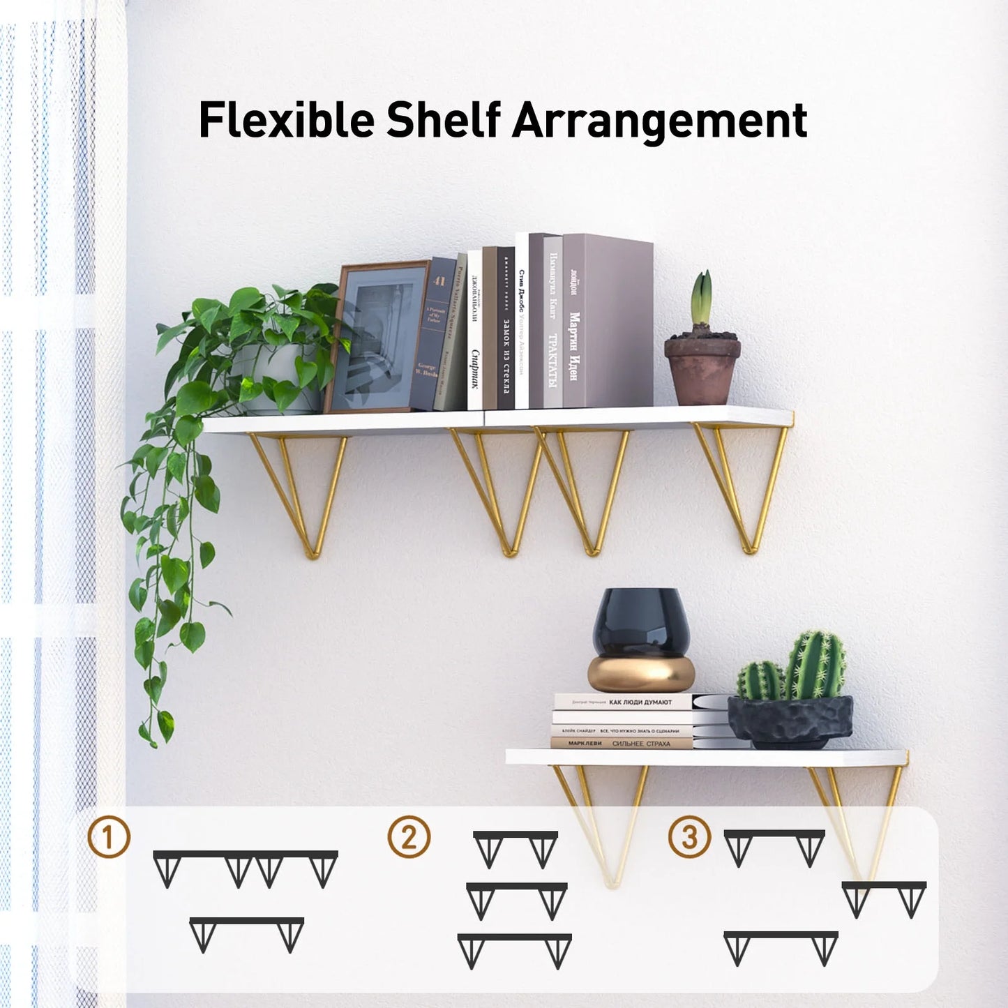 Set of 3 Wall Mounted Wooden Floating Shelves Storage Shelves Display Shelves for Livingroom Bedroom Kitchen Home Decor ,3 Sizes(11in. 14in. and 16in.)