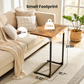 C Shaped End Sofa Table, Widened Vintage End Table Side Table for Living Room, Bedroom, 27"(H) x 21.1"(W) x 11.4"(D), Brown