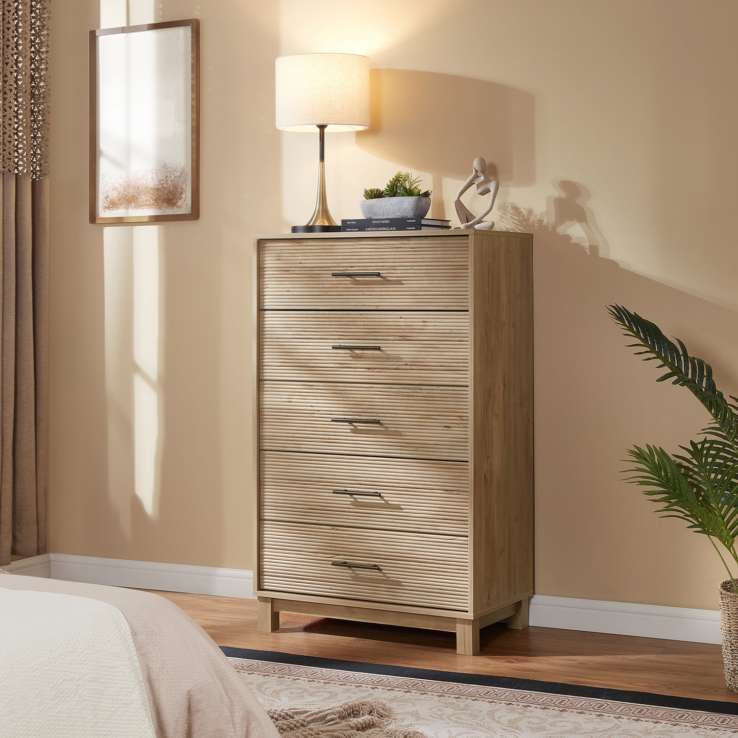 CHITOOMA 5 Drawer Dresser for Bedroom Modern Storage Tower for Closet, Hallway, Entryway, Nursery Room