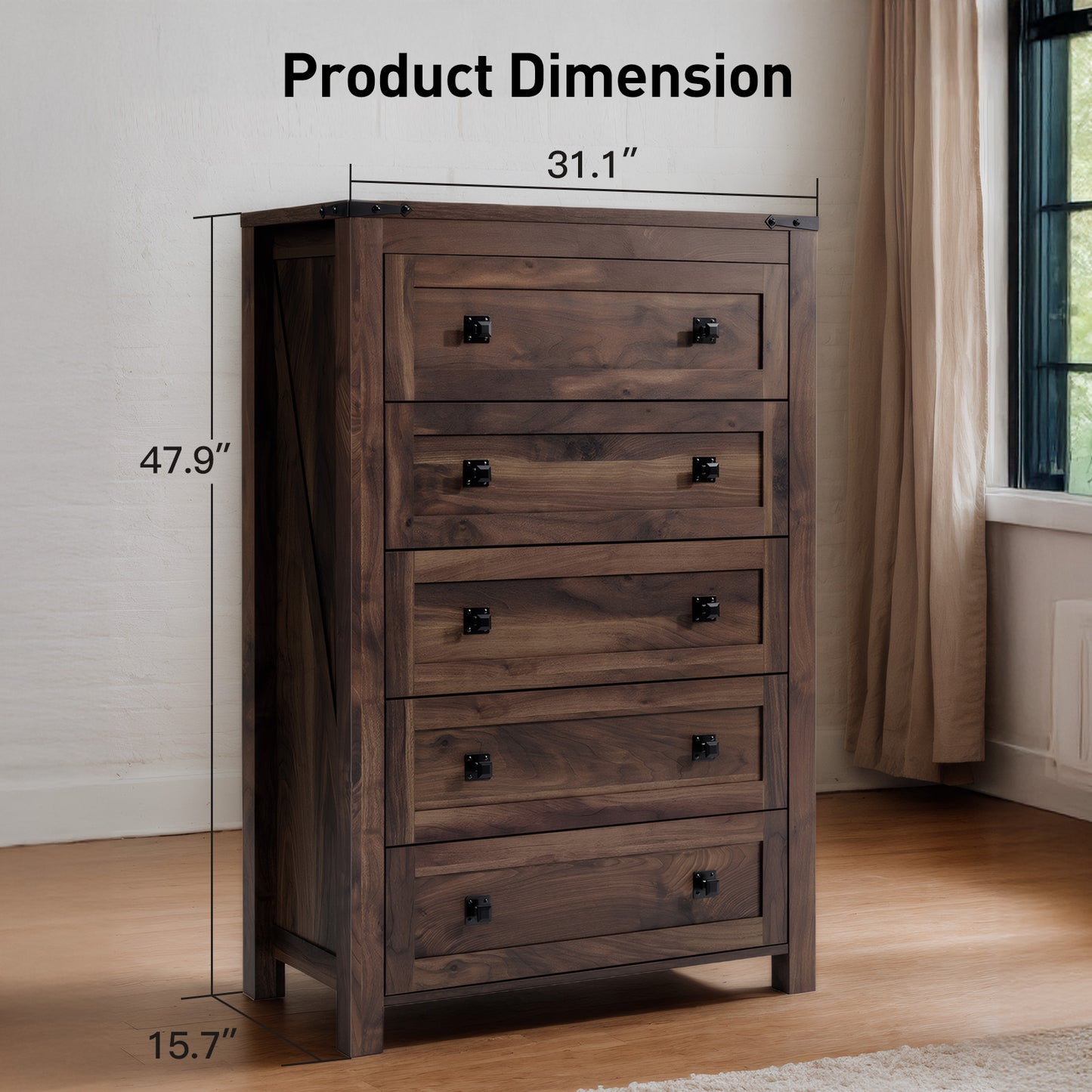 CHITOOMA 5 Drawer Dresser for Bedroom Modern Storage Tower for Closet, Hallway, Entryway, Nursery Room