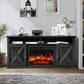 Electric Fireplace TV Stand for TVs up to 65", Farmhouse Entertainment Center with Fireplace, Black
