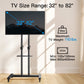 Modern Rolling Floor TV Stand Mobile Tilting TV Cart Floor TV Stand with Shelf for 32-75 inch Flat Panel TVs,Max 600x400mm