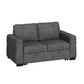 CHITOOMA 60'' Linen Pull Out Sofa Bed Convertible Sleeper Couch with Charging Port, Upholstered Sectional Sofa with 2 Pillows, Reclining Sofas for Living Room, Gray