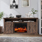 Electric Fireplace TV Stand for TVs up to 65", Farmhouse Entertainment Center with Fireplace, Vintage Brown