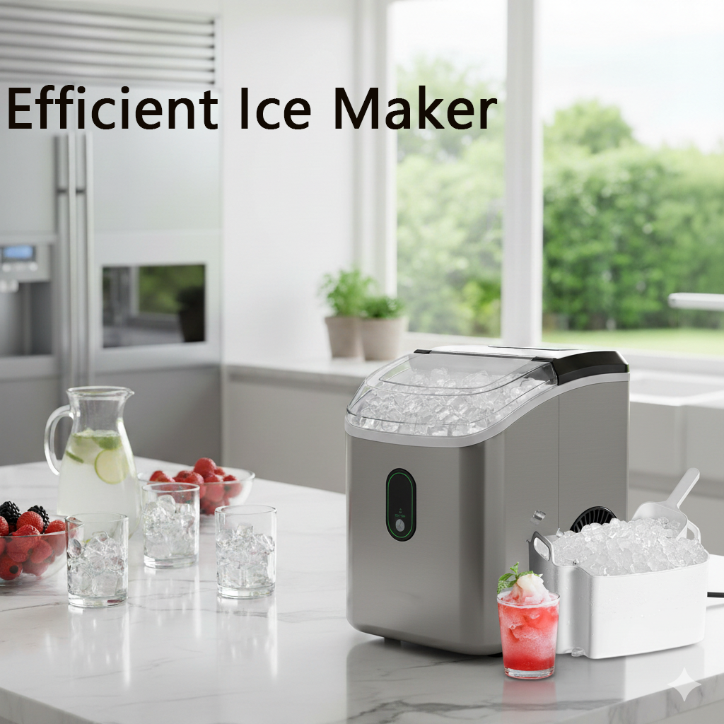 Philergo Nugget Ice Maker Countertop, 35lbs/Per Day, Self-Cleaning Sonic Ice Maker with Ice Scoop and Basket, Portable Chewable Pellet Ice for Home/Party/RV/Camping, Stainless Steels