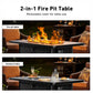 43" Propane Fire Pit Table - 60,000 BTU Gas Fire Pit with 2 Cup Holders, Waterproof Cover & Lava Rocks for Garden, Deck, Backyard
