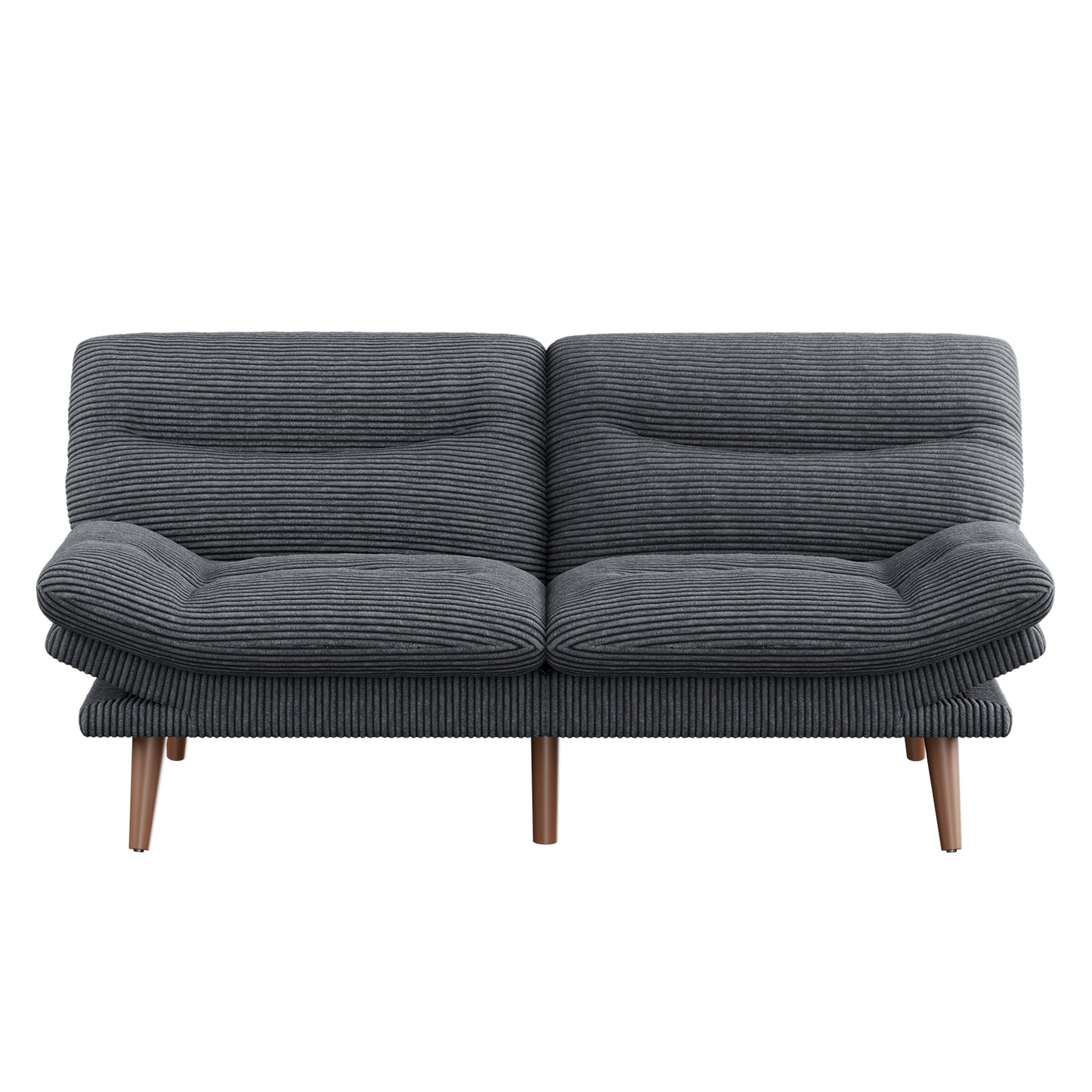CHITOOMA 66'' Futon Sofa Bed, Grey Corduroy Memory Foam Futon Sleeper Sofa Loveseat Convertible Couch Bed for Small Compact Living Spaces,Apartment