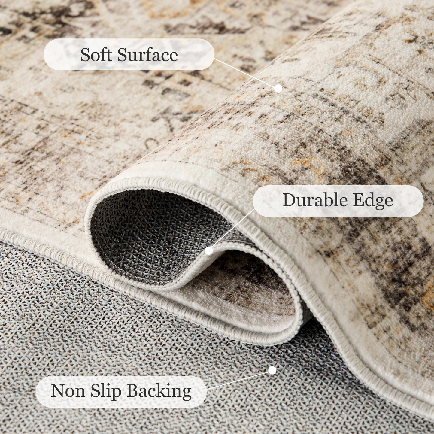 2'x6' Washable Runner Rug with Non-Slip Backing for Hallway, Kitchen, Entryway, Bedroom, Laundry, Bathroom
