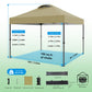 CHITOOMA 10 x 10ft Pop up Canopy Tent, Instant Outdoor Shelter Easy Portable Straight Leg Canopy Tent, Khaki