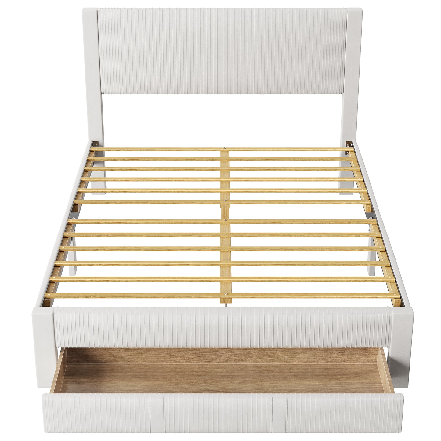 CHITOOMA Queen Bed Frame with Headboard, Velvet Upholstered Platform Bed Frame Queen Size with Storage Drawers, No Box Spring Needed, Heavy Duty, White