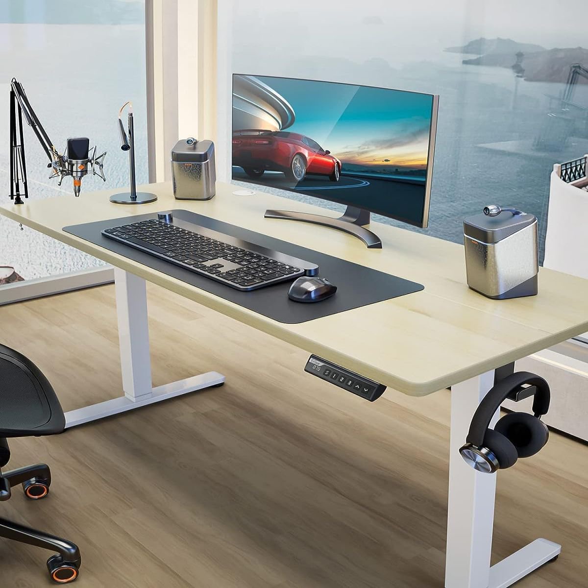 Height Adjustable Electric Standing Desk, 48 x 24 Inches Sit Stand up Desk,Natural