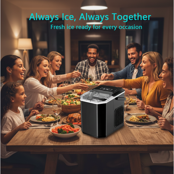 Philergo Ice Maker Countertop, 26lbs Per day, 9 Bullet Ice Cubes Ready in 6 Mins, Auto-Cleaning with Basket and Scoop for Home/RV/Camping/Party/Travel, Black