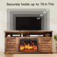 Electric Fireplace TV Stand for 70/65/60/55 Inch TVs, Farmhouse Entertainment Center with 23" Electric Fireplace with Storage, Adjustable Led Flame, Gray