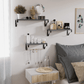 Set of 3 Wall Mounted Floating Shelves Wood Rustic Storage Shelves for Bedroom, Bathroom, Living Room(Gray)