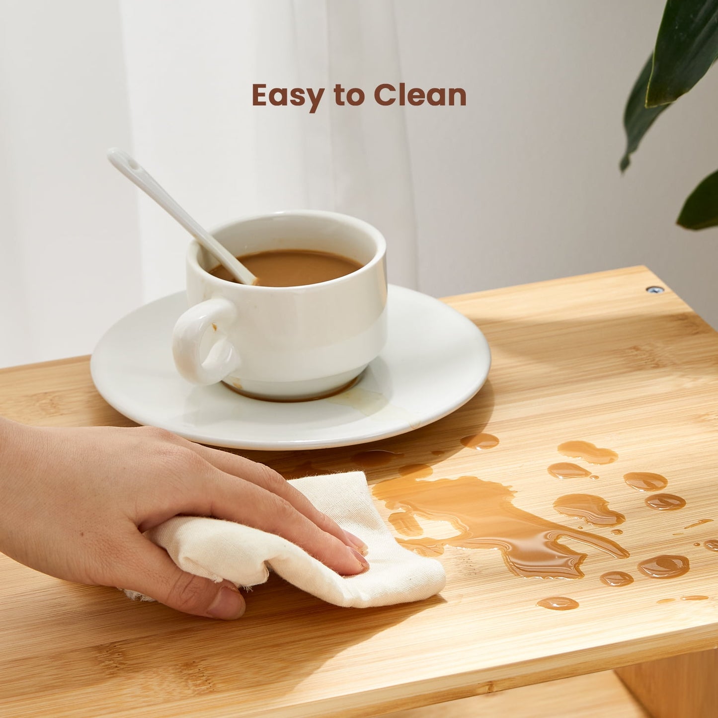 MONINXS Stackable End Tables, Bamboo Bedside Tables Storage Night tables for Bedroom, Set of 2