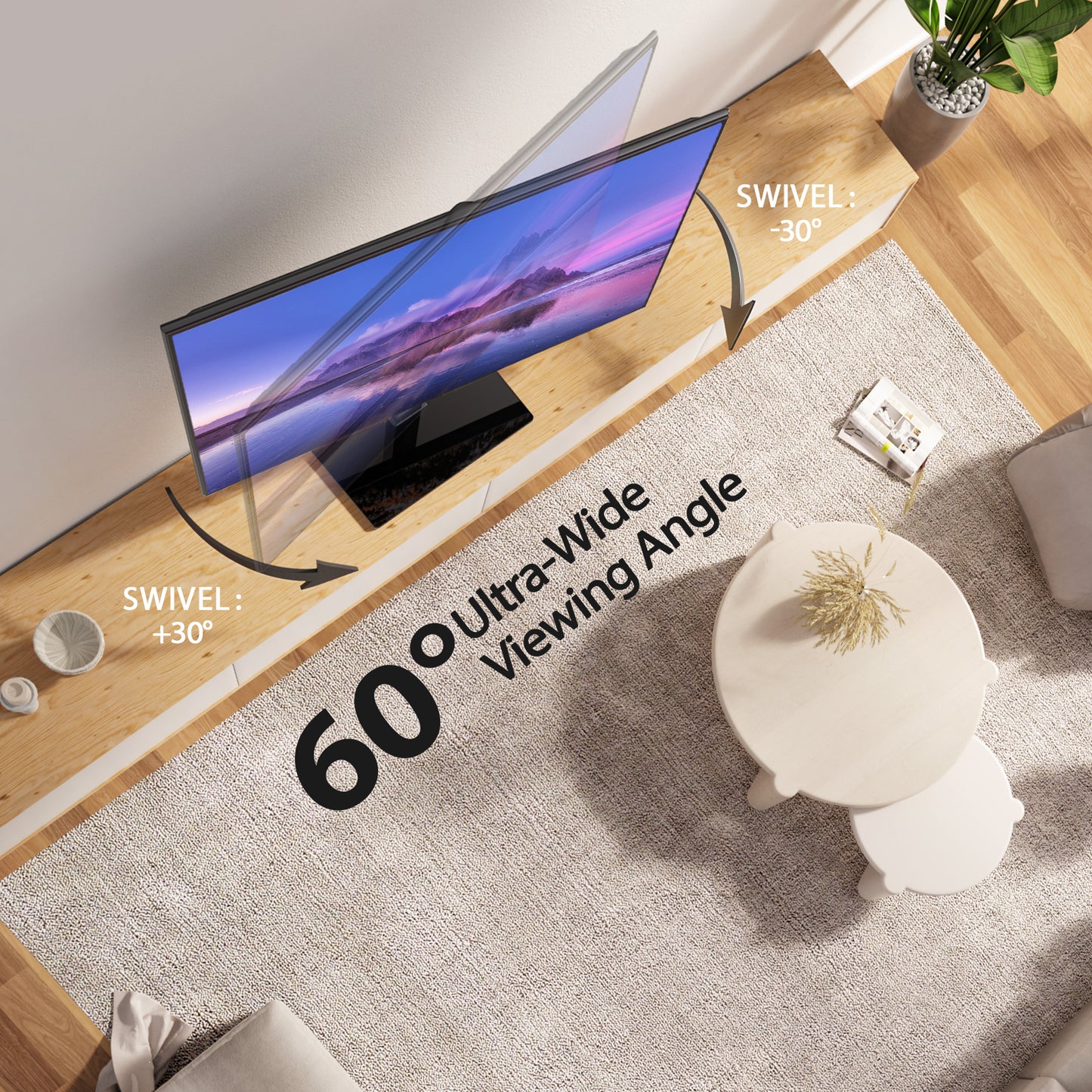 TV Stand Mount, Table Top TV Stand for 37 to 70 inch LCD LED TVs, Height Adjustable Universal Swivel TV Stand with Tempered Glass Base, Max 600x400mm