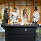 42" 2 in 1 Outdoor Propane Fire Pit Table with Lid,Lava Rock and 50,000 BTU for Patio Deck Garden Backyard Party