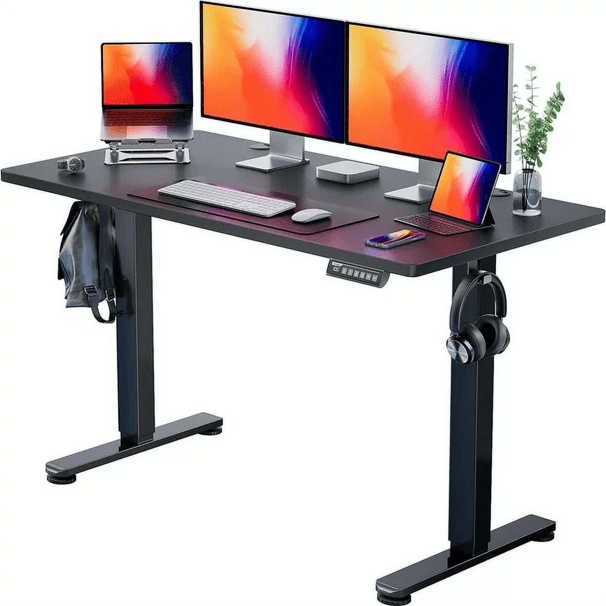 Electric Standing Desk, 48 x 24 inch Height Adjustable Stand up Desk with Memory Preset, Sit Stand Home Office Desk, Blak