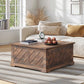 Lift Top Coffee Table, 35"x35" Wood Square Dining Center Table with Storage and Large Hidden Space for Living Room, Vintage Brown