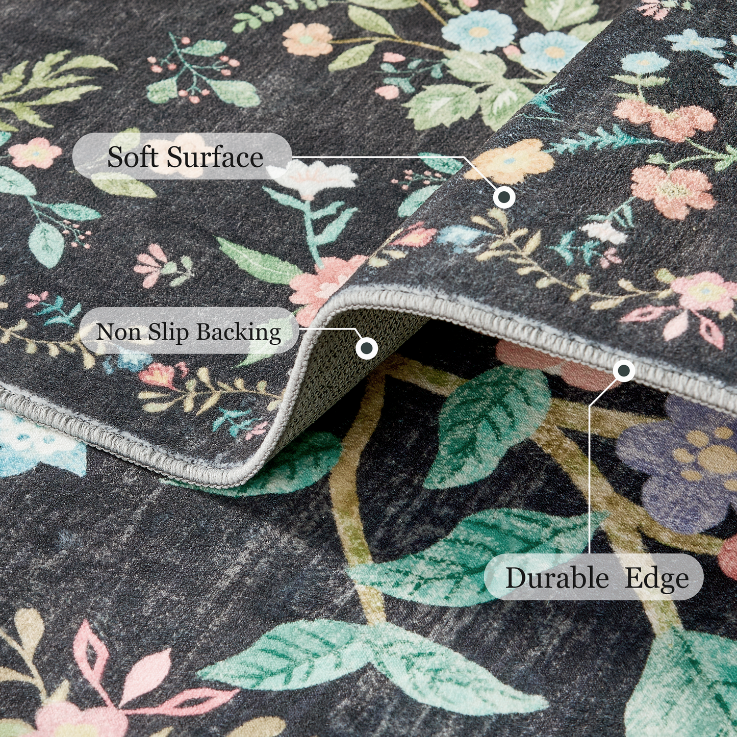 5'x7' Machine-washable Area Rugs for Living Room, Stain Resistant Non-Shed Carpet, Boho Area Rugs with Non-Slip Backing for Bedroom, Dining Room, Dorm, Office